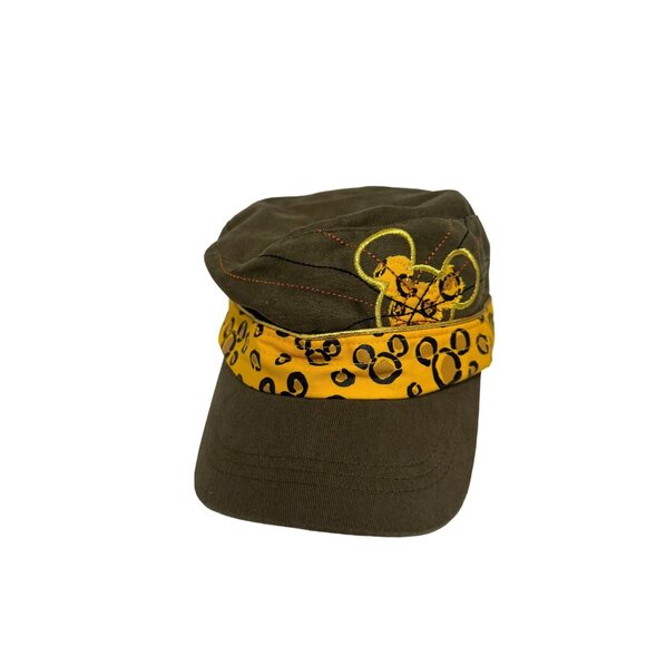 Disney Parks Auth Orig Adult Cap w/ Mickey Mouse Embroidery Yellow Leopard Band - Picture 1 of 3